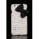 Adorable 3D Bow Pattern with Pearls Rhinestone Design White Case for iPhone