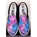 Colored Ceometric Hand-Painted Canvas Platform Sneakers For Women