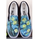 Abstract Chic Hand-Painted Canvas Round Toe Platform Girl's Sneakers