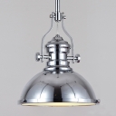 Polished Nickel 12'' Wide One Light LED Pendant in Industrial Style