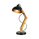 Adjustable LED Desk Lamp with Wood Base and Bowl Shape Shade