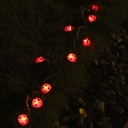 10 Piece Creative Red Beatles Solar Powered LED Holiday String Lighting