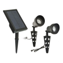Dual Head Black Finish 2-LED Solar Landscape Spotlights with Separable Panel