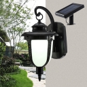Vintage Black 13 Inches High 24 LEDs Solar Outdoor Garden Wall Lamp