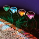 Pack of 4 Diamond Shape Color Changing Solar Powered Outdoor Decorative Garden Stake