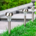 Set of 6 Cool White Stainless Steel 15 Inches High Solar Powered Landscape Pathway Lighting