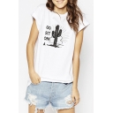 Basic Cactus Round Neck Short Sleeves Cuffed Top