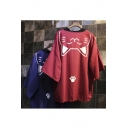 Kawaii Cat Print Batwing Sleeve Kimono Thin Coat Tops