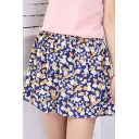 Fashion A-line Floral Print Gathered Waist Mini Skirt