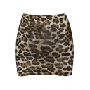 Fashion Women Tube Leopard Print Mini Skirt