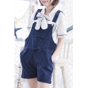 Cute  Drawstring Overall with Pocket for Girl