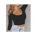 Women's Fitted Long Sleeve Crop Top