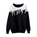 Women's New Fashion Splicing Print Long Sleeve Pullover