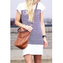 Women's Short Sleeve Stripe Short Dress