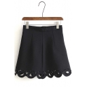 High Waist Cutout Hem Zip A-line Skirt