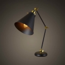 Industrial Style 1 Light Adjustable LED Table Lamp in Black with Cone Shade