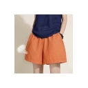 Womens Elastic Waist Cotton Linen Casual Beach Shorts with Pockets