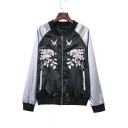 Fashionable Bird Floral Embroidered Detail Jacket
