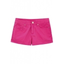 Women's Summer Casual Mid Waist Plain Shorts