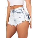 Women's High Waist Washed Ripped Destroyed Denim Shorts Jeans