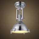 Chrome 1 Light LED Semi Flush Ceiling Light with Glass Diffuser