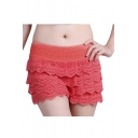 Women's Fitted Scallop Hem Crochet Lace Mini Shorts