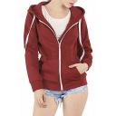 Women's Plain Hoodie Hooded Zip Zipper Top Sweat Shirt Jacket Sweater Hoodie