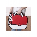 New Fashion Cartoon Color Block Canvas Shoulder Bag Tote Bag