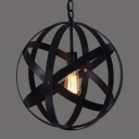 Retro Style 1 Light Wrought Iron 16'' Wide Globe LED Pendant in Black