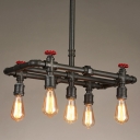 Industrial Style 5 Light 1 Tier LED Pendant Chandelier in Pipe Shade