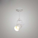 White Finished Single Light LED Semi Flush Spotlight with Cylinder Metal Shade