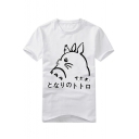 Fashion Cartoon Totoro Print Short Sleeve Round Neck Cotton T-shirt