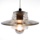 Lid Shaped Pressed Clear Glass Designer Pendant Light for Dining Room 8