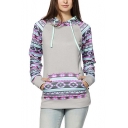 Women's Fall Winter Long Sleeve Floral Print Pullover Hoodie Sweatshirt