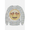 Unisex Funny Smile Emoji Crew Neck Pullover Sweatshirt S-XL