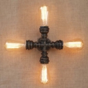 Antique Bronze Cross Shape 4 Light Pipe LED Wall Sconce