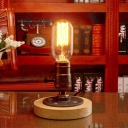 Five Inches Wide Single Light Wood Base LED Table Lamp