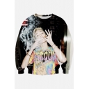 Hipsters 3d Digital Character Printed Crew Neck Pullover Sweater Sweatshirt