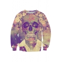 Women's Colorful Skull Patterns Print Pullover Sweatshirt Tracksuit Tops Outwear