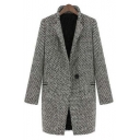 New Arrival Women's Fashion Winter Notched Lapel Tweed Coat