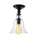 11'' Height Single Light Clear Bell Shade Small LED Semi Flush Mount Close to Ceiling Light