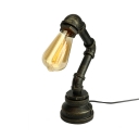 Simple 1 Light Pipe LED Desk Lamp in Antique Iron Finish