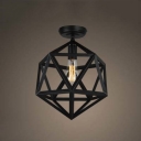 Industrial Style Diamond Shape 1 Light 14'' Wide LED Semi Flush Ceiling Mount in Black