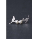 New Arrival Fashion Cute Cat Playing Ball Stud Earrings