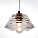 Pressed Glass Cylinder Shaded Designer Pendant Light In 8.8”Wide Clear And Bright