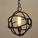 10'' Wide Small Black Globe LED Pendant in Industrial Style