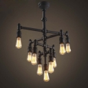 Vintage Industrial Style 26'' Wide 9 Light Pipe LED Chandelier in Rust