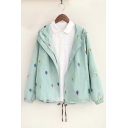 New Fashion Tree Embroidered Hooded Coat