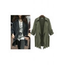 Fashion Notched Lapel Long Sleeve Open Front Coat