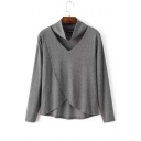 Chic Cut Out V-neck Wrap Front Long Sleeve Knitted Top